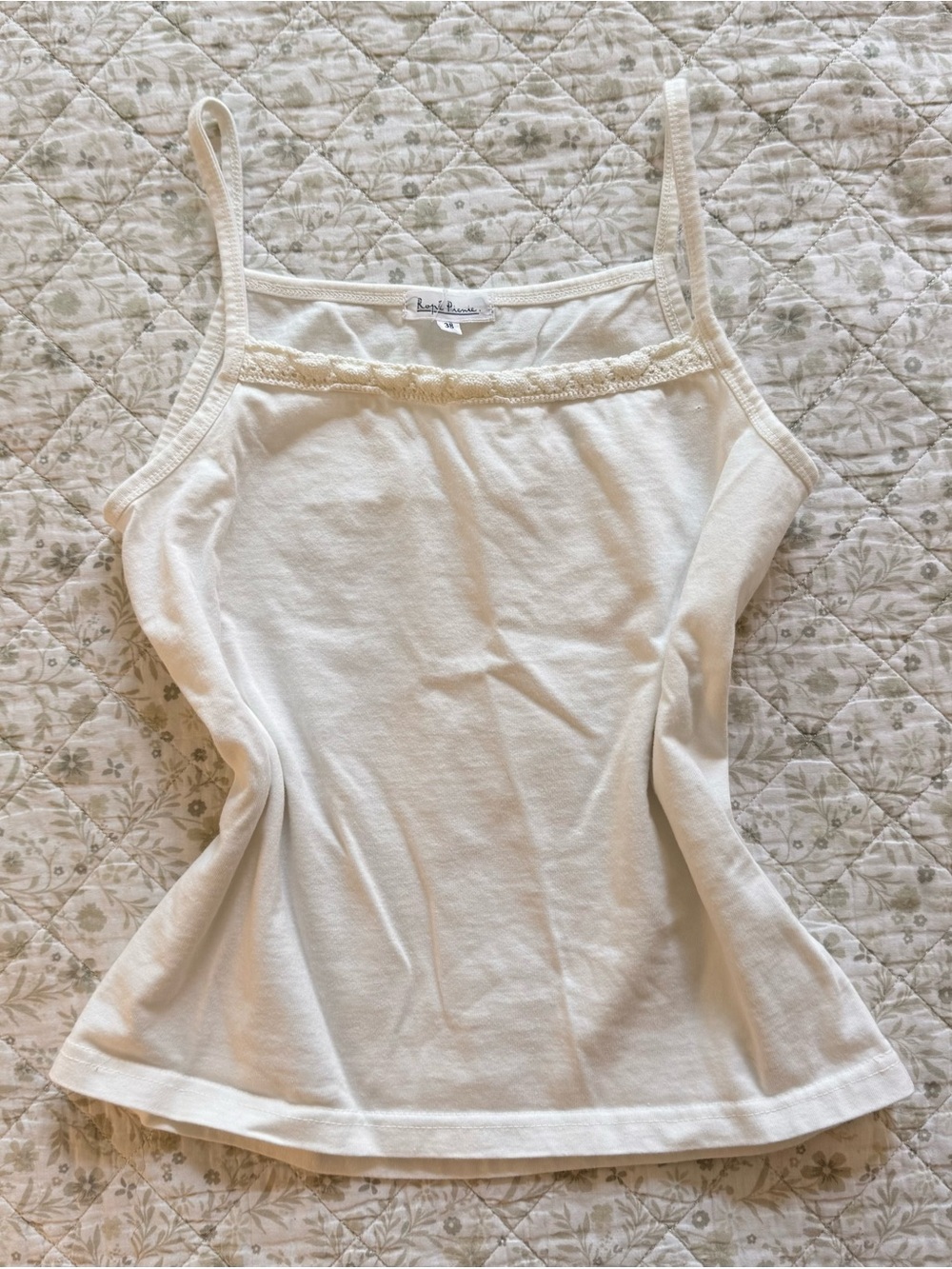 White lace cotton cami top